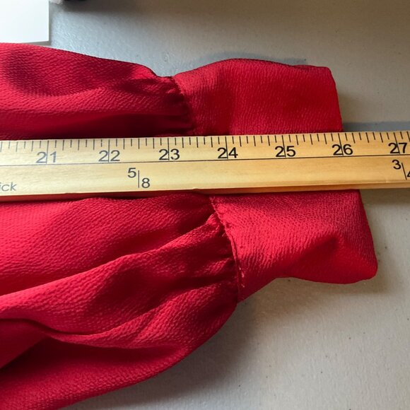 Liz Claiborne 4X Red Long Sleeve Blouse Top Overlay Ruffle Satin Old Money - Picture 9 of 13